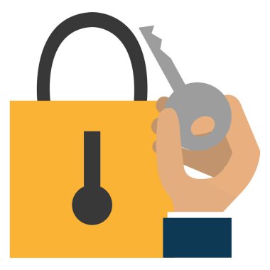 güvenli asma kilit ve anahtar ile el