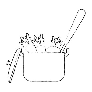 mutfak tenceresinde ve kepçede pişirilen sebzeler