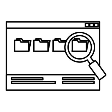 Büyüteç ve klasörler ile Web sayfası