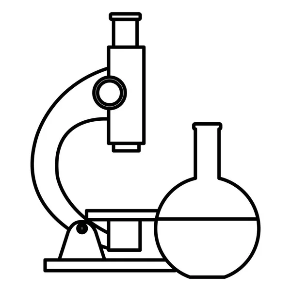 Teste de tubo médico com microscópio —  Vetores de Stock