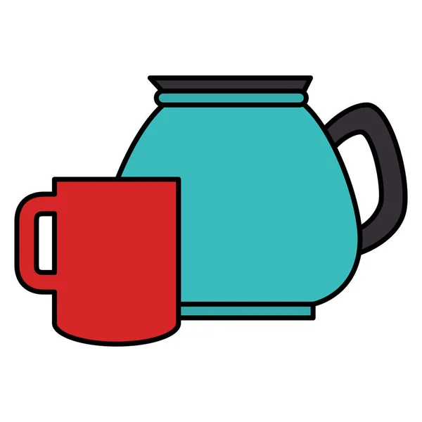餐具茶壶与杯子 — 图库矢量图片