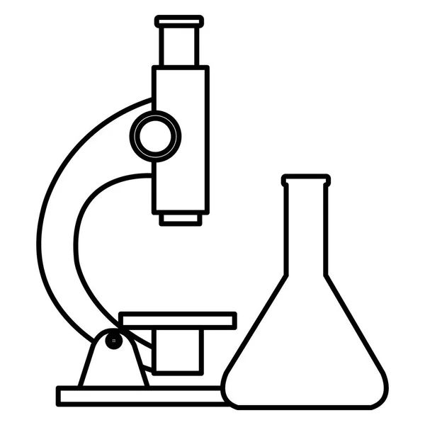 Prueba de tubo médico con microscopio — Vector de stock