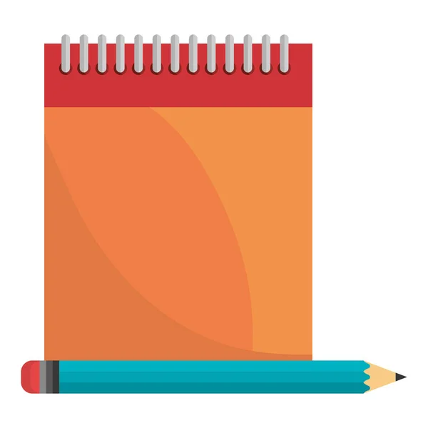 Notebook school with pencil — Stock Vector