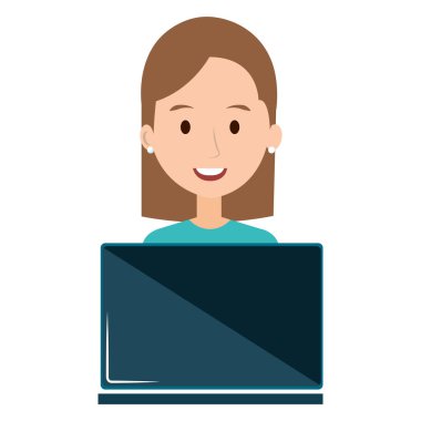 Dizüstü bilgisayar kullanan kadın