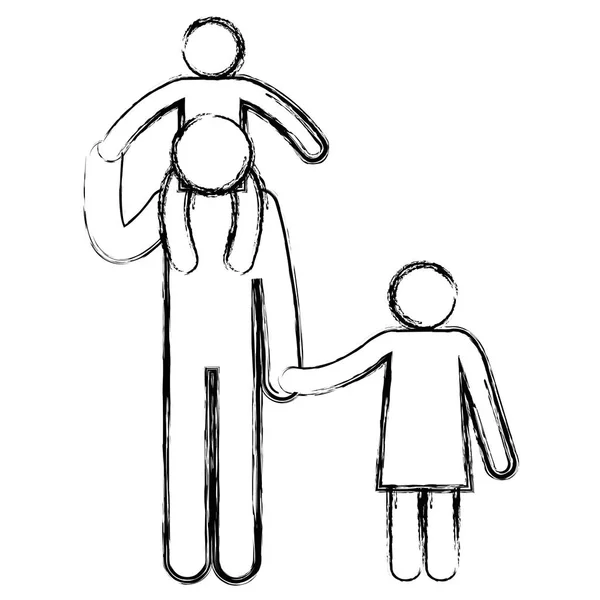 Figuur vader met zoon en dochter avatars — Stockvector