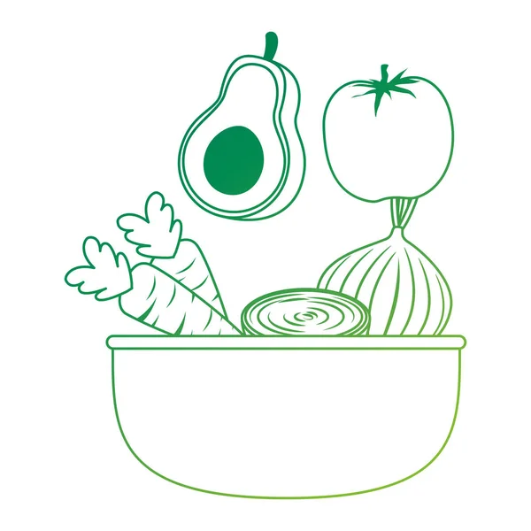 Légumes dans un bol de cuisine — Image vectorielle