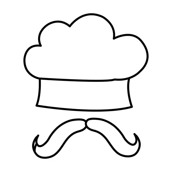 Chapeau de chef uniforme avec moustache — Image vectorielle