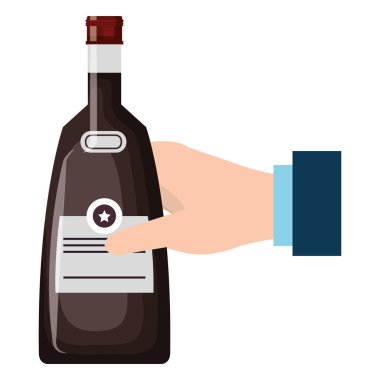 viski şişesi içkisi ile el