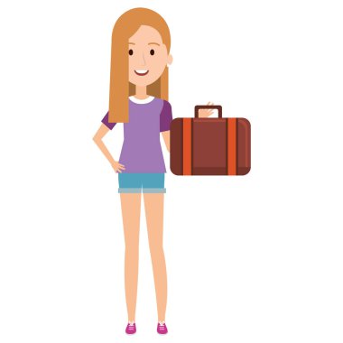 Genç kız bavul ile rahat