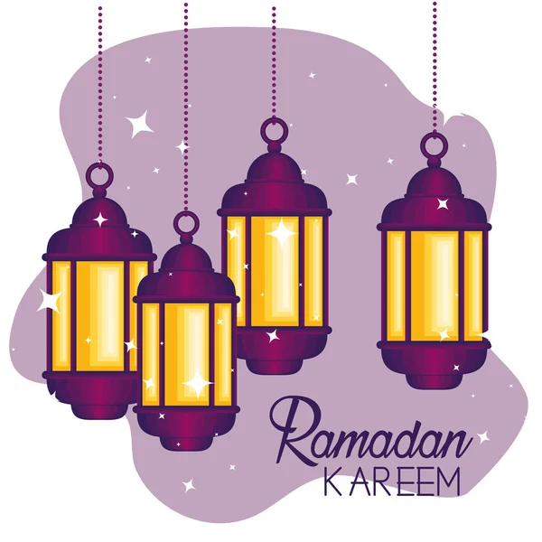 Lâmpadas penduradas decoração para ramadan kareem — Vetor de Stock