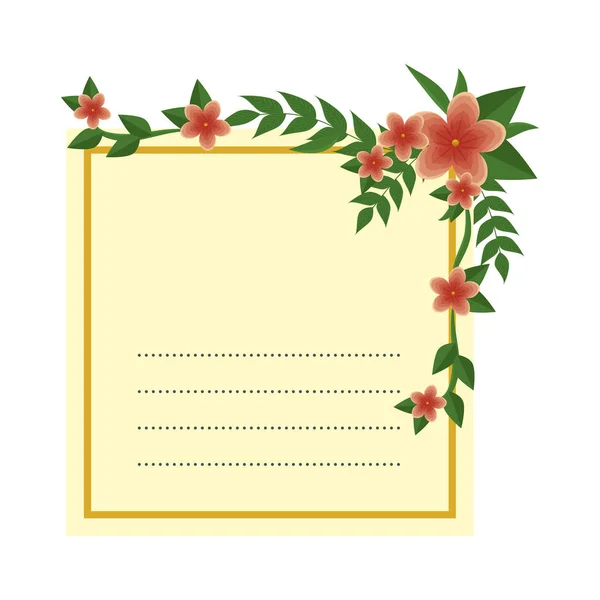 Postcard with flowers and leafs decoration — Stock Vector