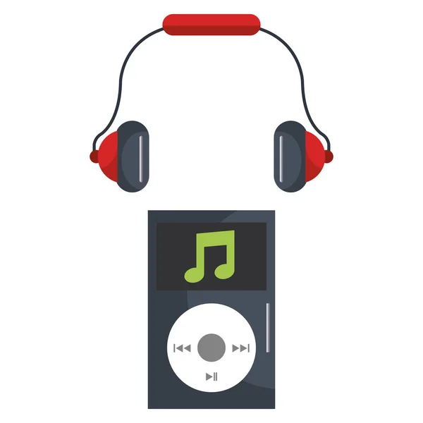 Music player mp3 with headphone — Stock Vector