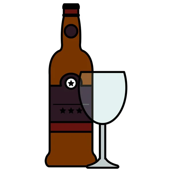 Garrafa de vinho com copo — Vetor de Stock