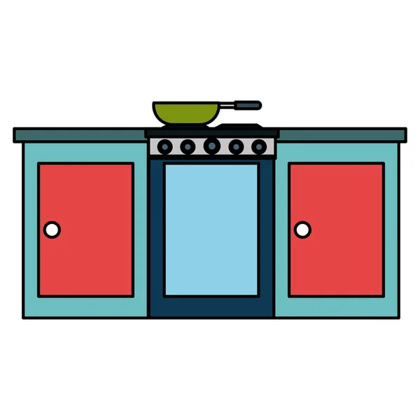 Кухонна піч з висувними ящиками і сковородою — стоковий вектор