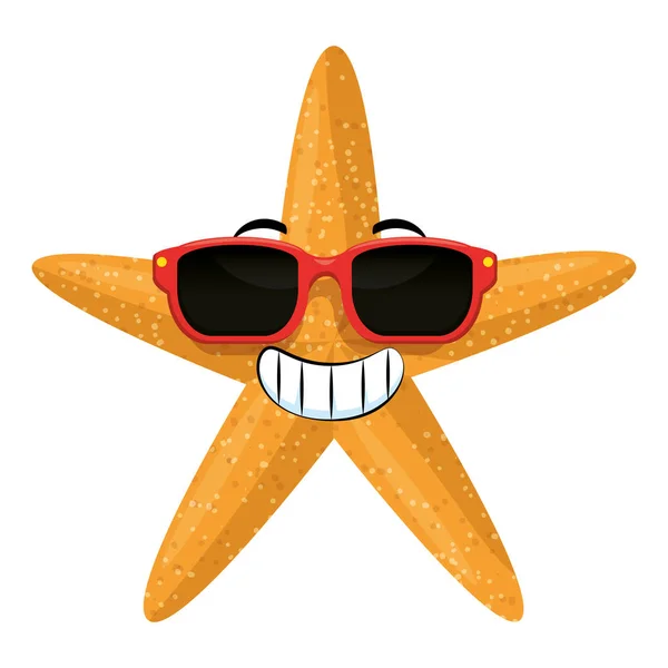 Estrela do mar praia animal com óculos de sol — Vetor de Stock