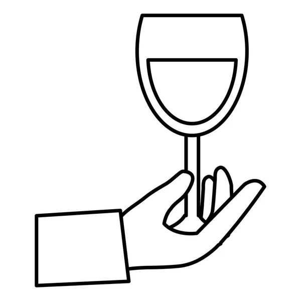 Main avec verre à vin tasse — Image vectorielle