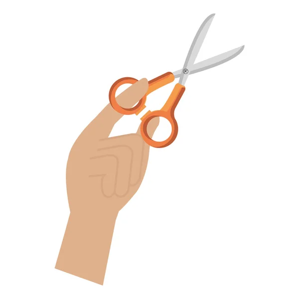 Hand cutting with scissors — Stock Vector