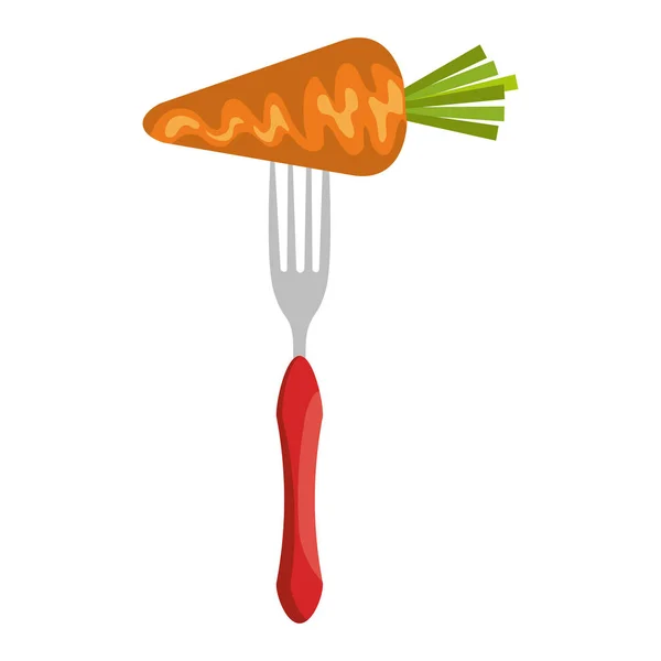 Fresh carrot in fork — Stock Vector