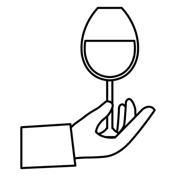 Mão com copo de vinho de vidro — Vetor de Stock