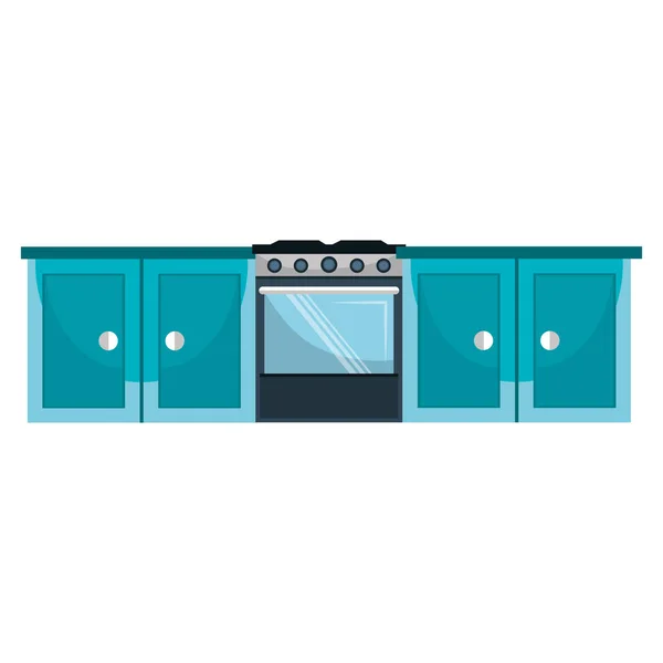 Cocina horno con cajones — Vector de stock