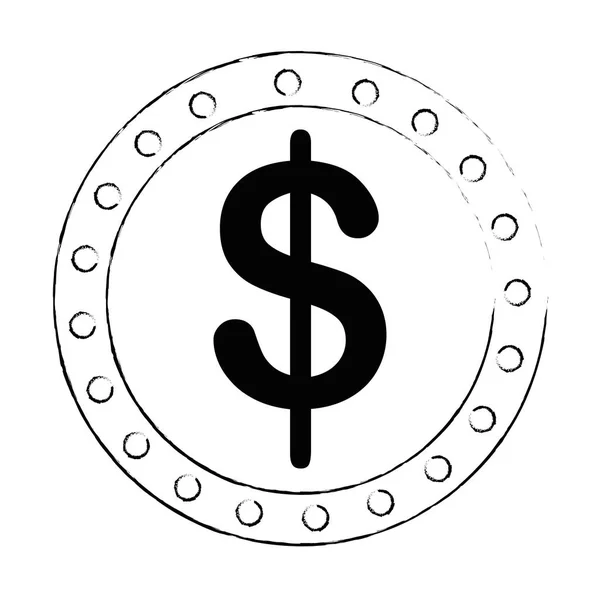 Munt geld geïsoleerde pictogram — Stockvector