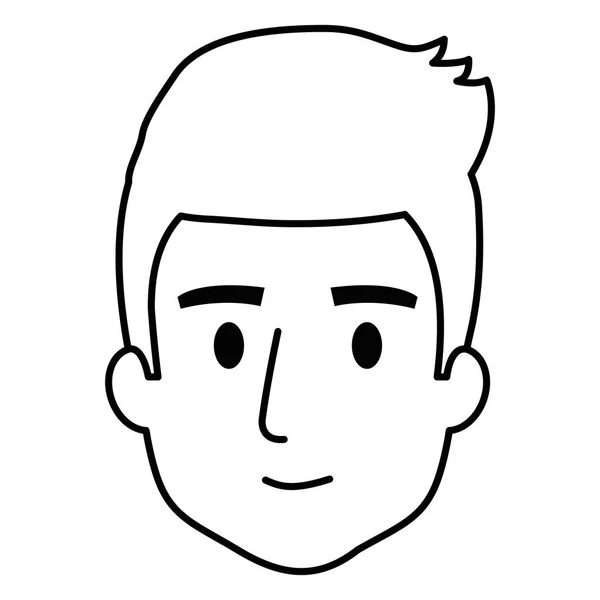 Ung man huvudet avatar tecken — Stock vektor