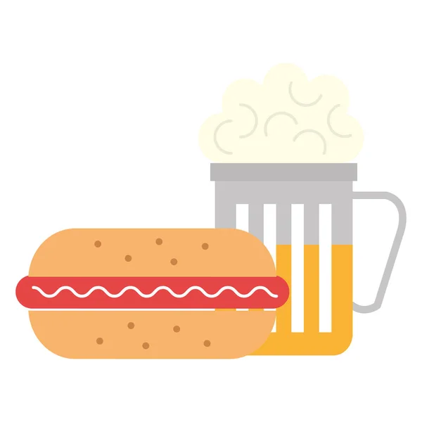 Bira ile lezzetli burger — Stok Vektör