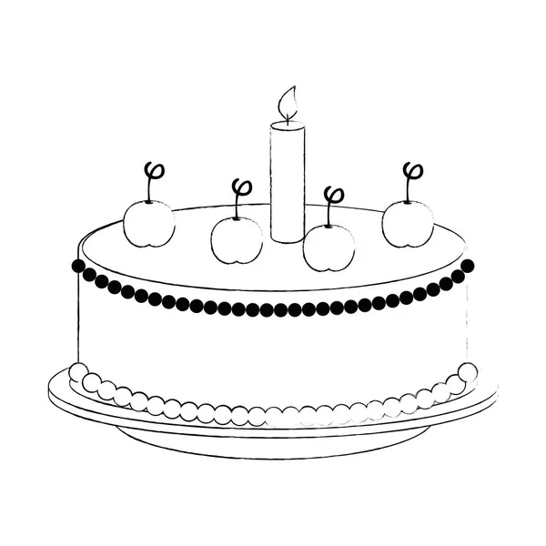 Сладкий и вкусный торт со свечами — стоковый вектор