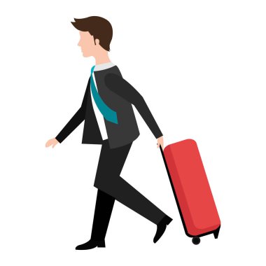 çanta avatar karakter ile mutlu işadamı