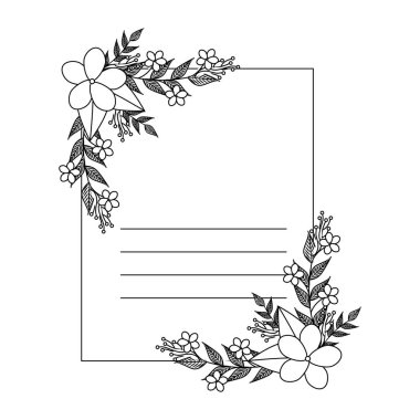 çiçekler ve Leafs dekorasyon ile kartpostal