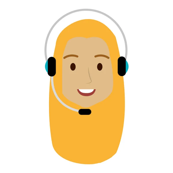 Call center woman with headset character — Stock Vector