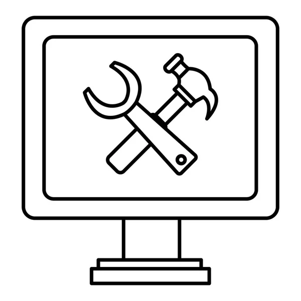 Computer display met tools — Stockvector