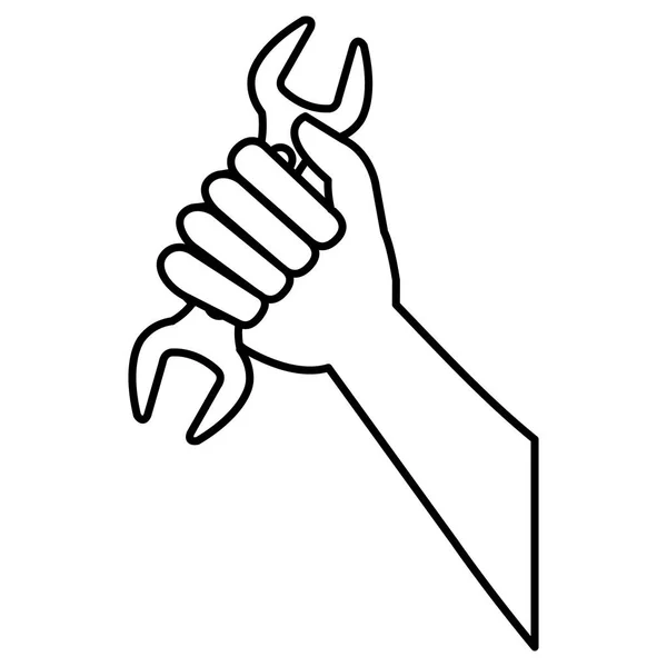 Mano con herramienta de llave inglesa — Vector de stock