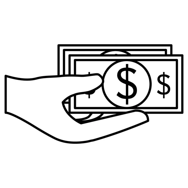 Hand med räkningar pengar — Stock vektor