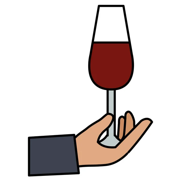 Main avec verre à vin tasse — Image vectorielle