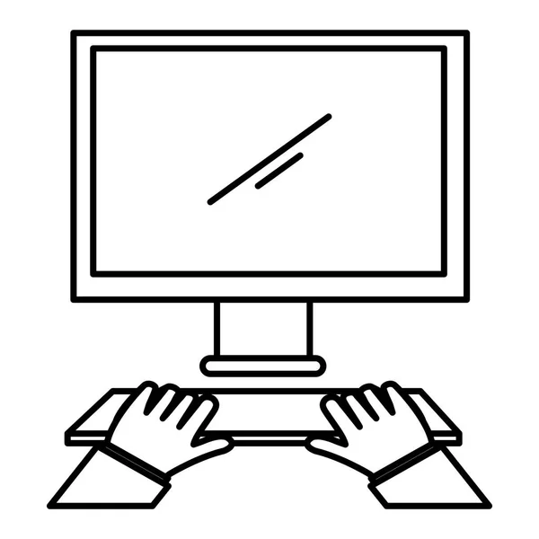 Manos escribiendo en el escritorio del teclado — Vector de stock