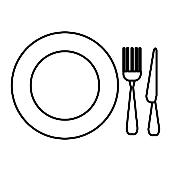 Dish with fork and knife — Stock Vector