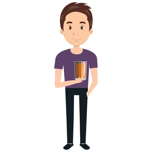 Άνθρωπος με ουίσκι ποτήρι ποτό — Διανυσματικό Αρχείο