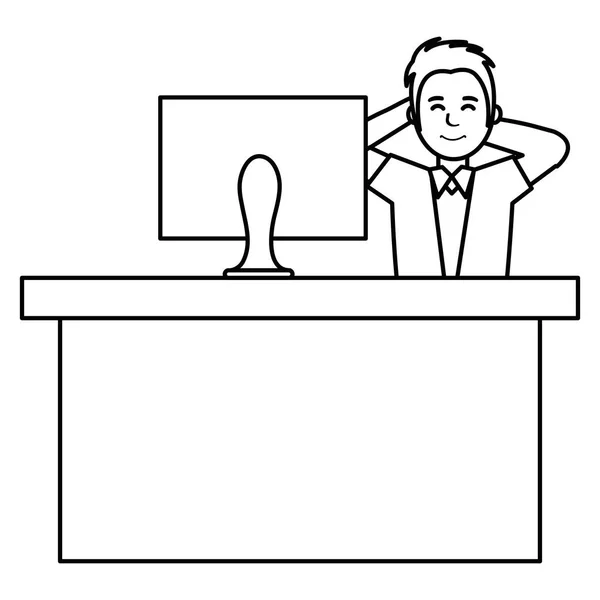 Бізнесмен розслаблений в офісі — стоковий вектор
