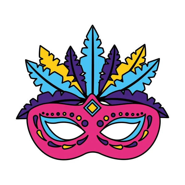 Mask med fjäder karneval — Stock vektor