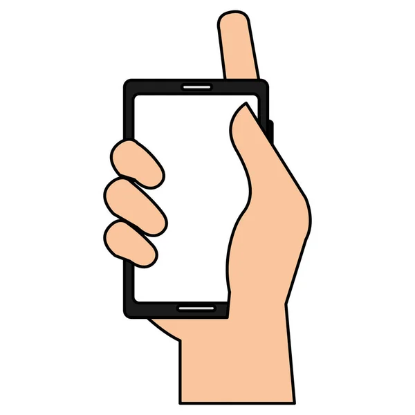 Mano umana con dispositivo smartphone — Vettoriale Stock