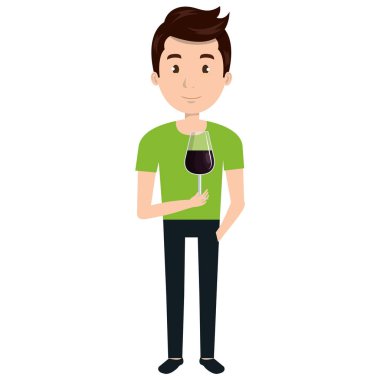 şarap bardağı cam ile adam