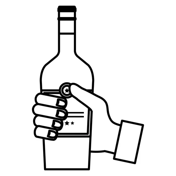 Hand mit Whiskeyflaschengetränk — Stockvektor