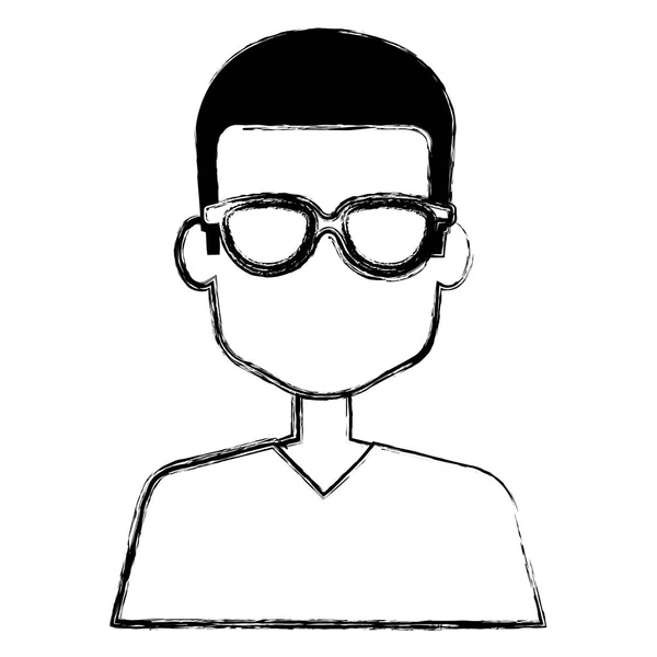 Jeune homme avec des lunettes avatar personnage — Image vectorielle