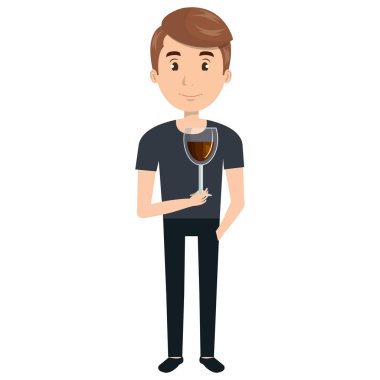 şarap bardağı cam ile adam