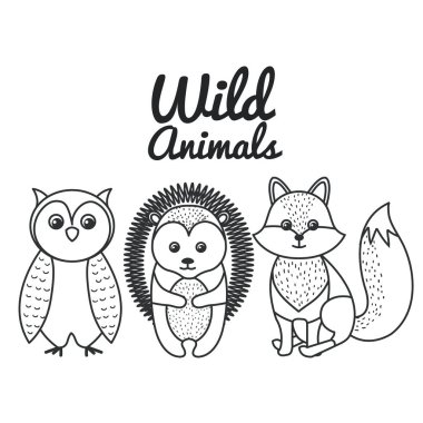 sevimli vahşi hayvan doğa fauna seti görüntü