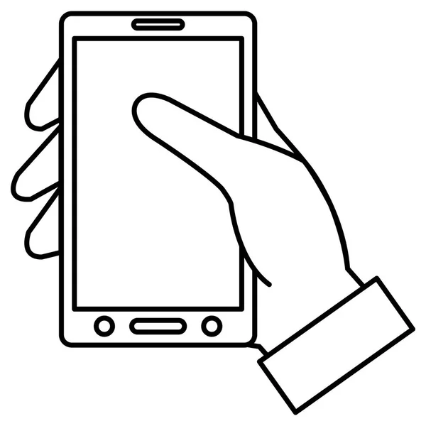 Hand mit Smartphone-Gerät — Stockvektor