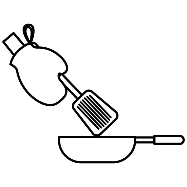Kuchnia rękawica z patelni i łopatki — Wektor stockowy