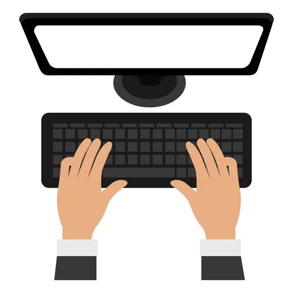 Les mains tapant dans le bureau du clavier — Image vectorielle