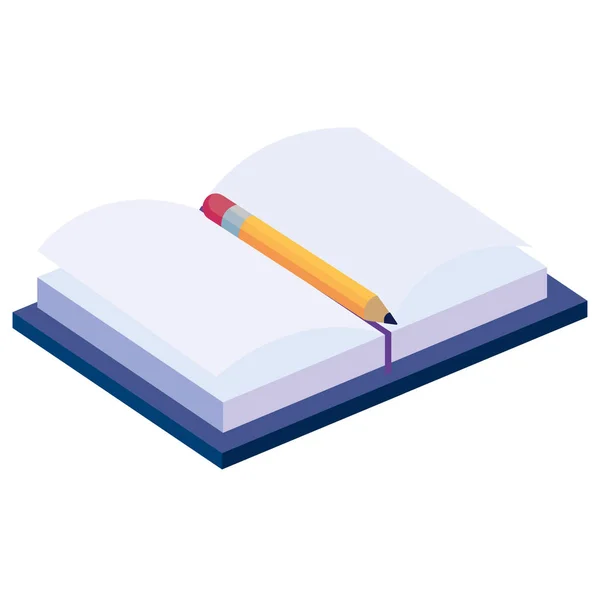 Text book with pencil — Stock Vector